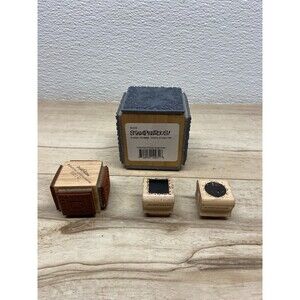Set Of 4 Mixed Brands Wood Mounted Rubber Stamps
